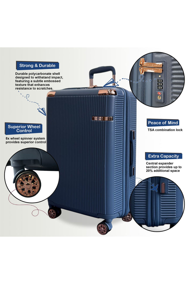 Cowra Large Hard Shell Suitcase in Navy Blue