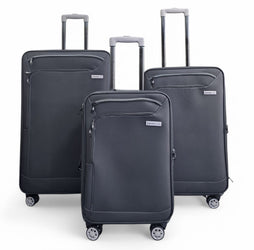 Handa Set of 3 Soft Shell Suitcase in Black