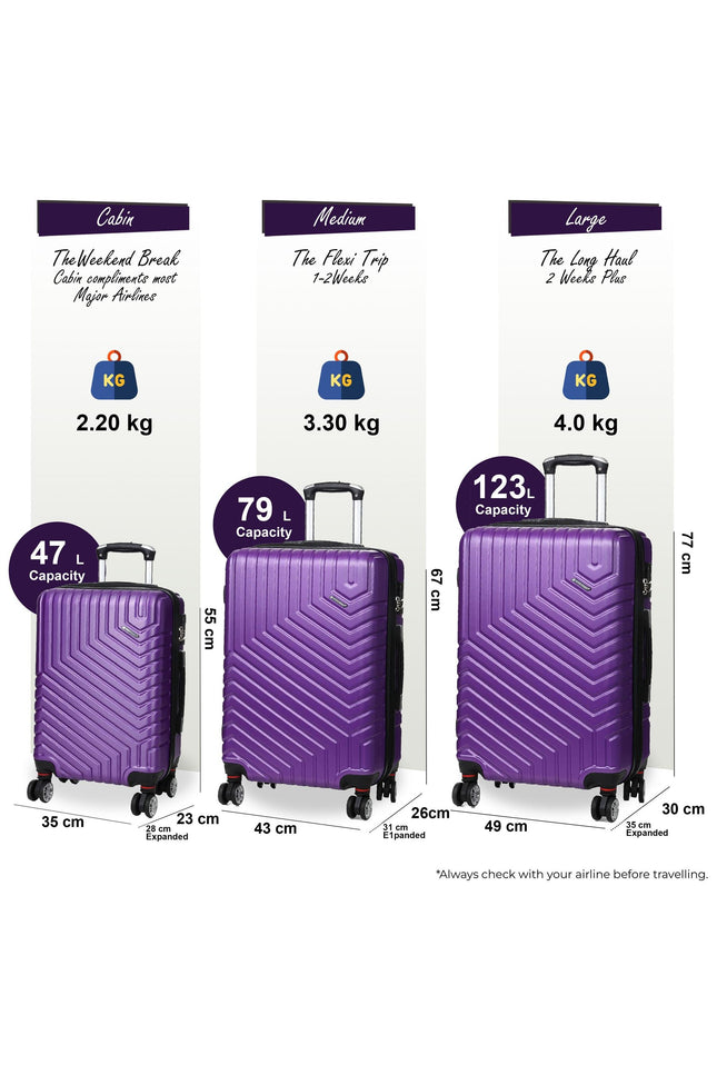 Bega Set of 3 Hard Shell Suitcase in Purple