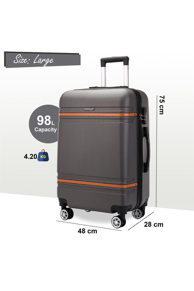 Calgary Large Hard Shell Suitcase in Charcoal Black