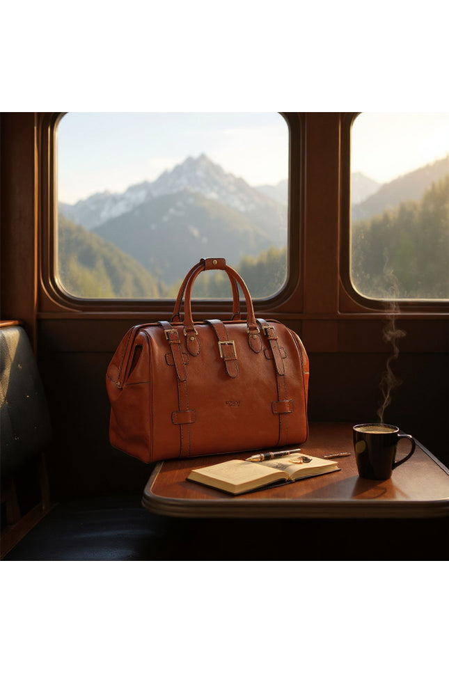 Genuine Leather Tan Duffle Holdall Vintage Travel Gym Bag - Windsor