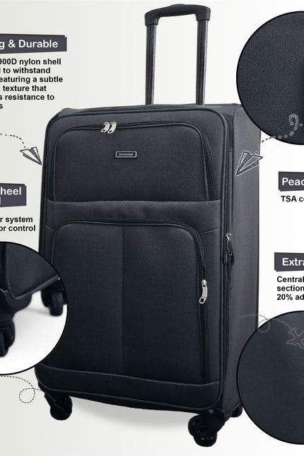 Tahara Set of 4 Soft Shell Suitcase in Grey