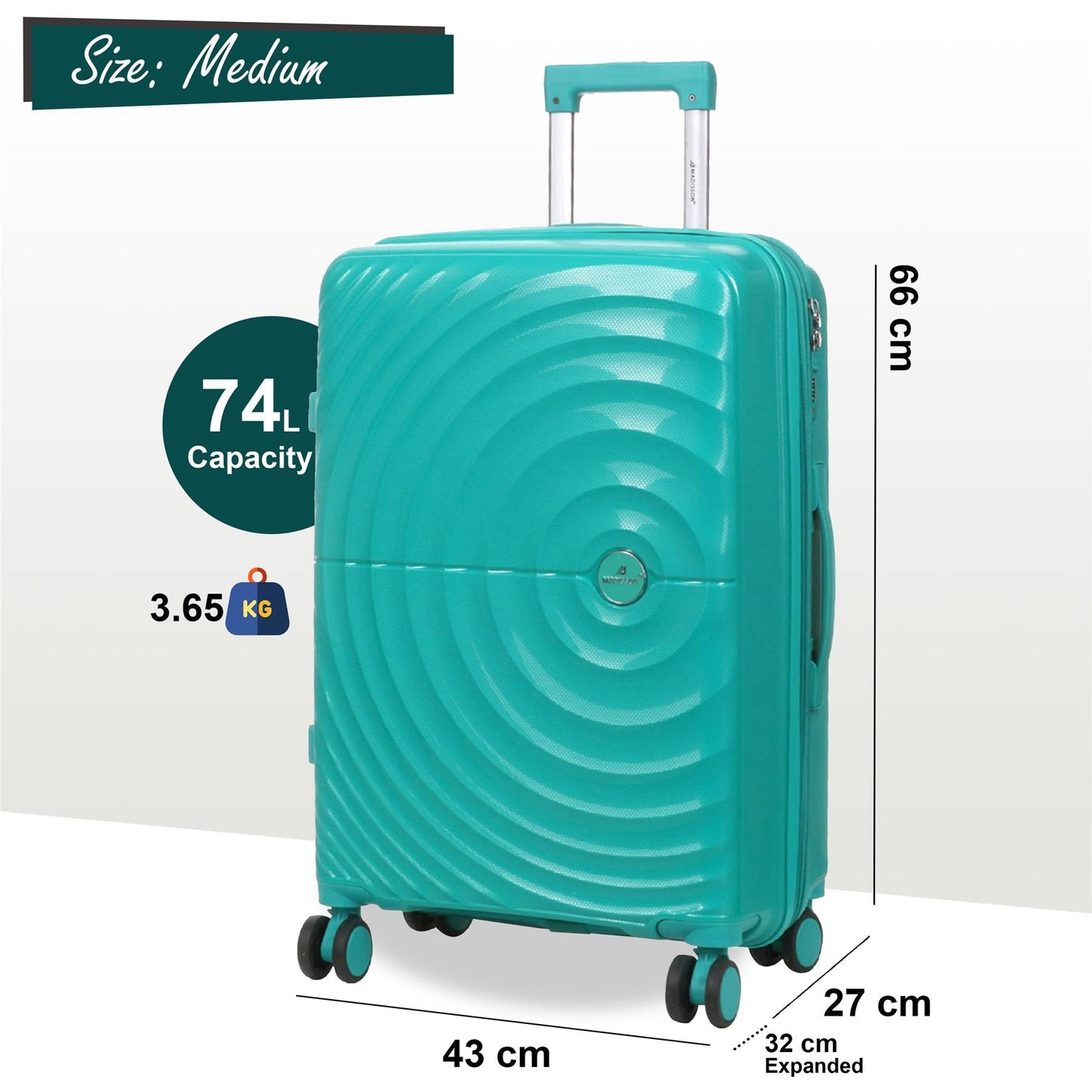 Balranald Medium Hard Shell Suitcase in Aqua Blue