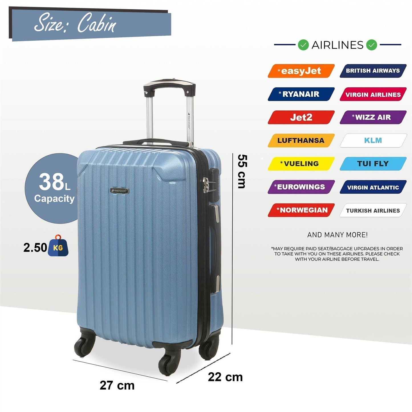 Corowa Cabin Hard Shell Suitcase in Blue