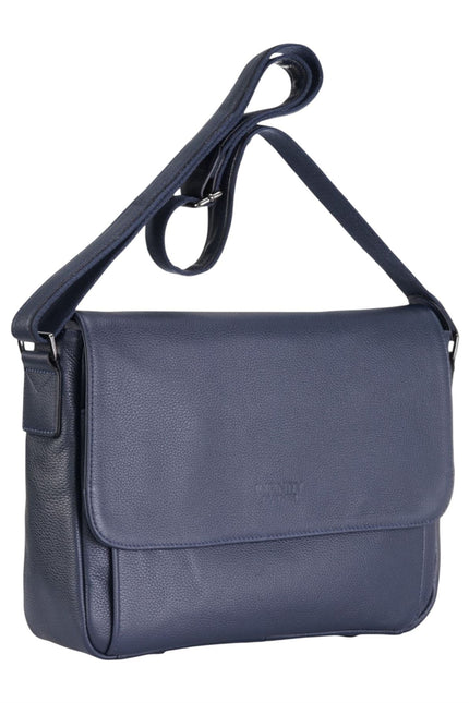 Genuine Leather Navy Laptop Bag Travel Work Messenger Satchel - Camden