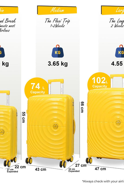 Balranald Set of 3 Hard Shell Suitcase in Yellow