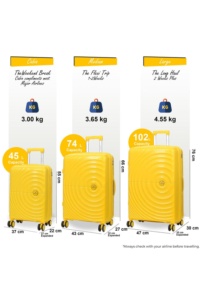 Balranald Set of 3 Hard Shell Suitcase in Yellow
