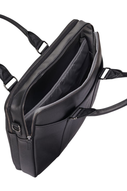 Genuine Leather Black Laptop Business Briefcase Office Work Travel Bag - Sutton