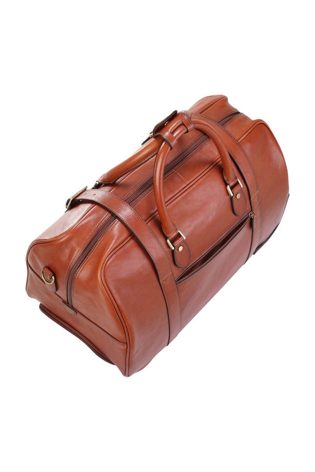 Genuine Leather Tan Wheeled Holdall Duffle Travel Cabin Bag - Holt