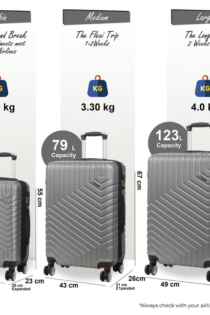 Bega Set of 3 Hard Shell Suitcase in Silver