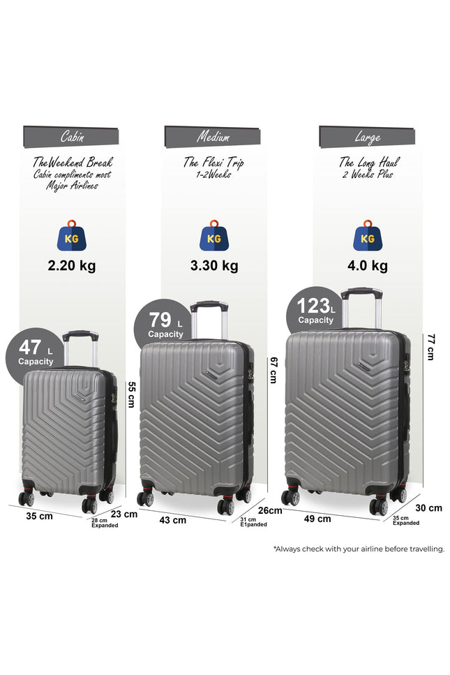 Bega Set of 3 Hard Shell Suitcase in Silver