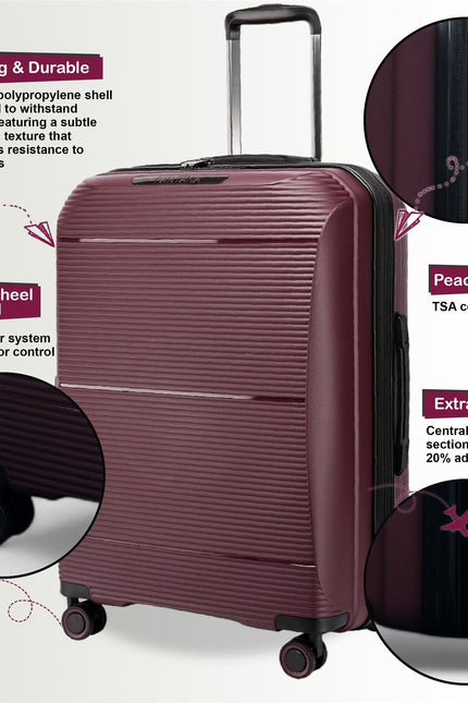 Abiko Set of 3 Hard Shell Suitcase in Burgundy