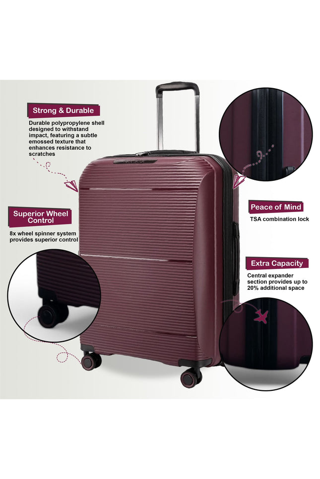 Abiko Set of 3 Hard Shell Suitcase in Burgundy