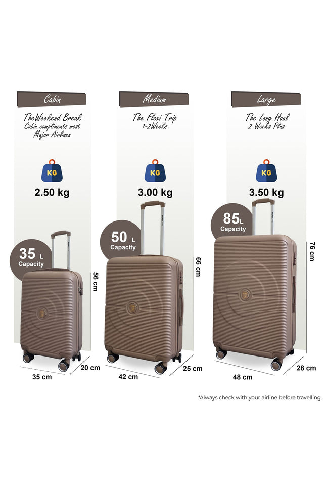 Seto Set of 3 Hard Shell Suitcase in Gold