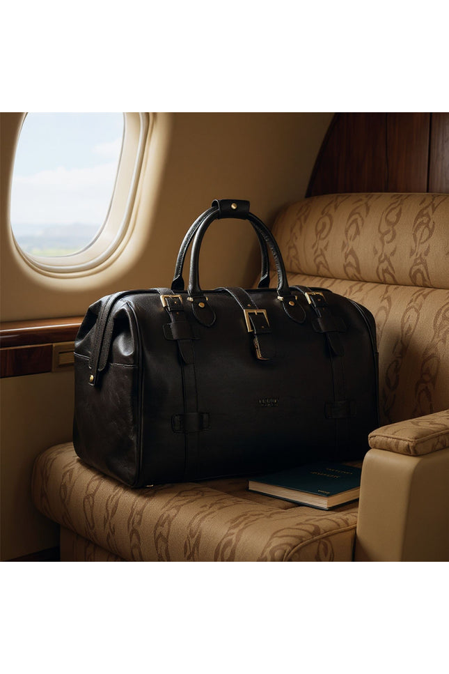 Genuine Leather Black Duffle Holdall Vintage Travel Gym Bag - Windsor