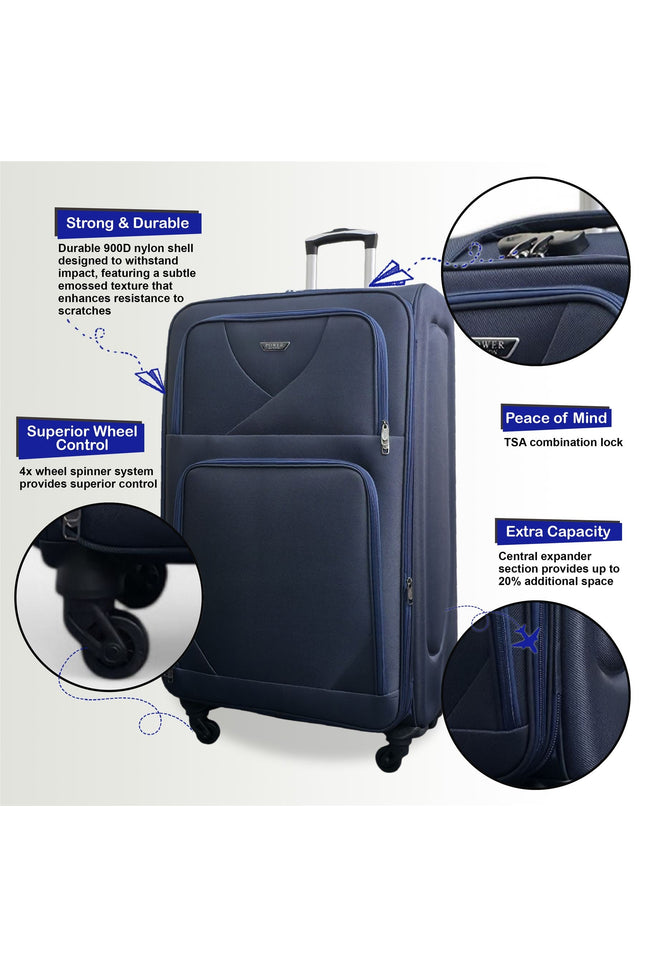 Nagoya Large Soft Shell Suitcase in Navy