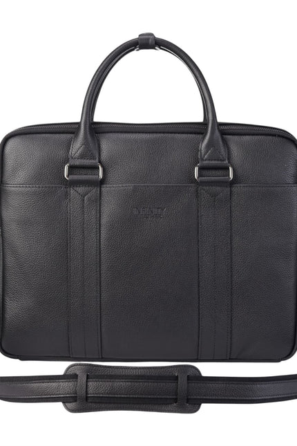 Genuine Leather Black Laptop Business Briefcase Office Work Travel Bag - Sutton