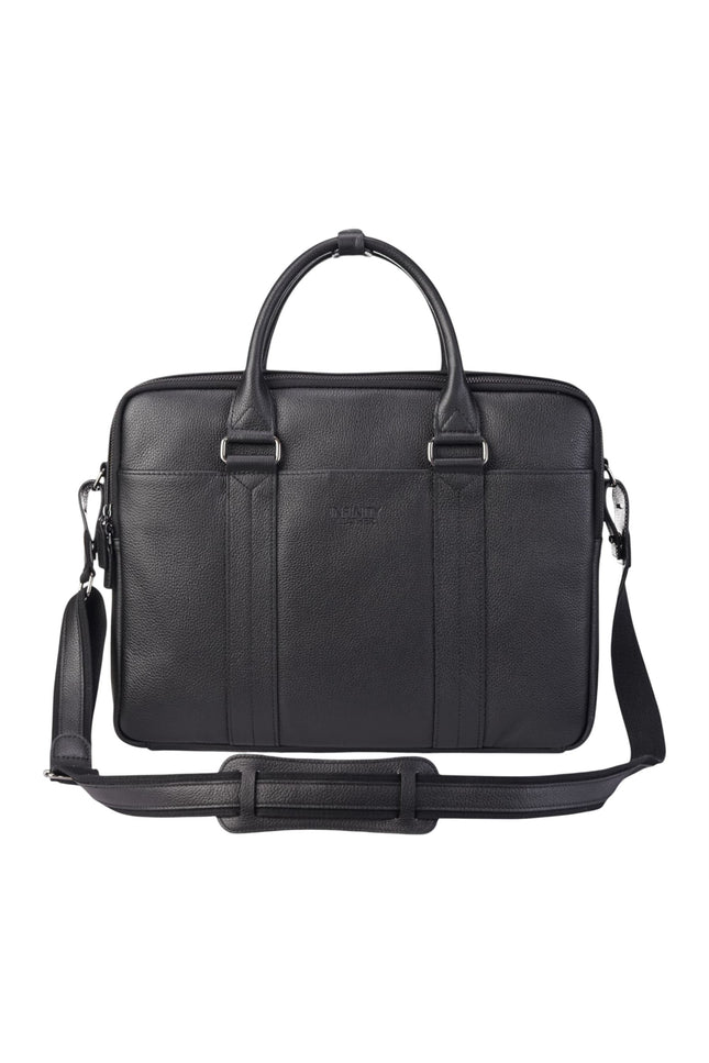 Genuine Leather Black Laptop Business Briefcase Office Work Travel Bag - Sutton