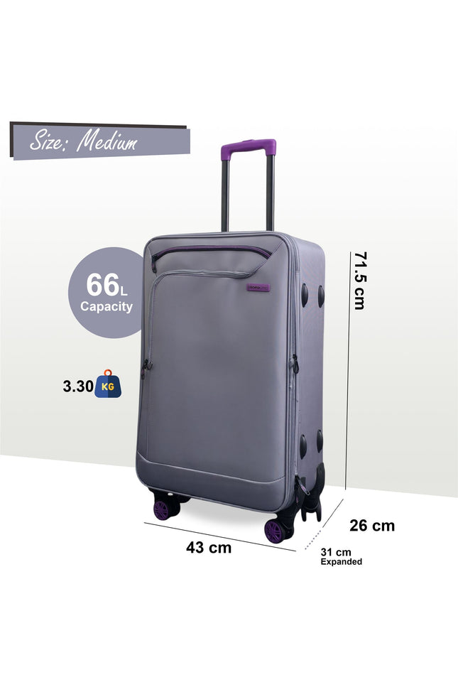 Handa Medium Soft Shell Suitcase in Grey