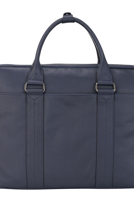 Genuine Leather Navy Laptop Business Briefcase Office Work Travel Bag - Sutton