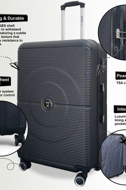 Seto Cabin Hard Shell Suitcase in Black