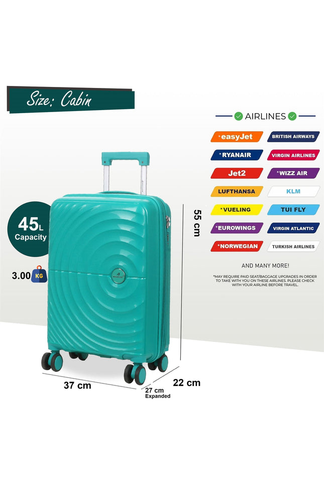 Balranald Cabin Hard Shell Suitcase in Aqua Blue