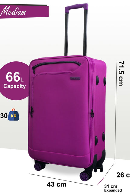 Handa Medium Soft Shell Suitcase in Pink