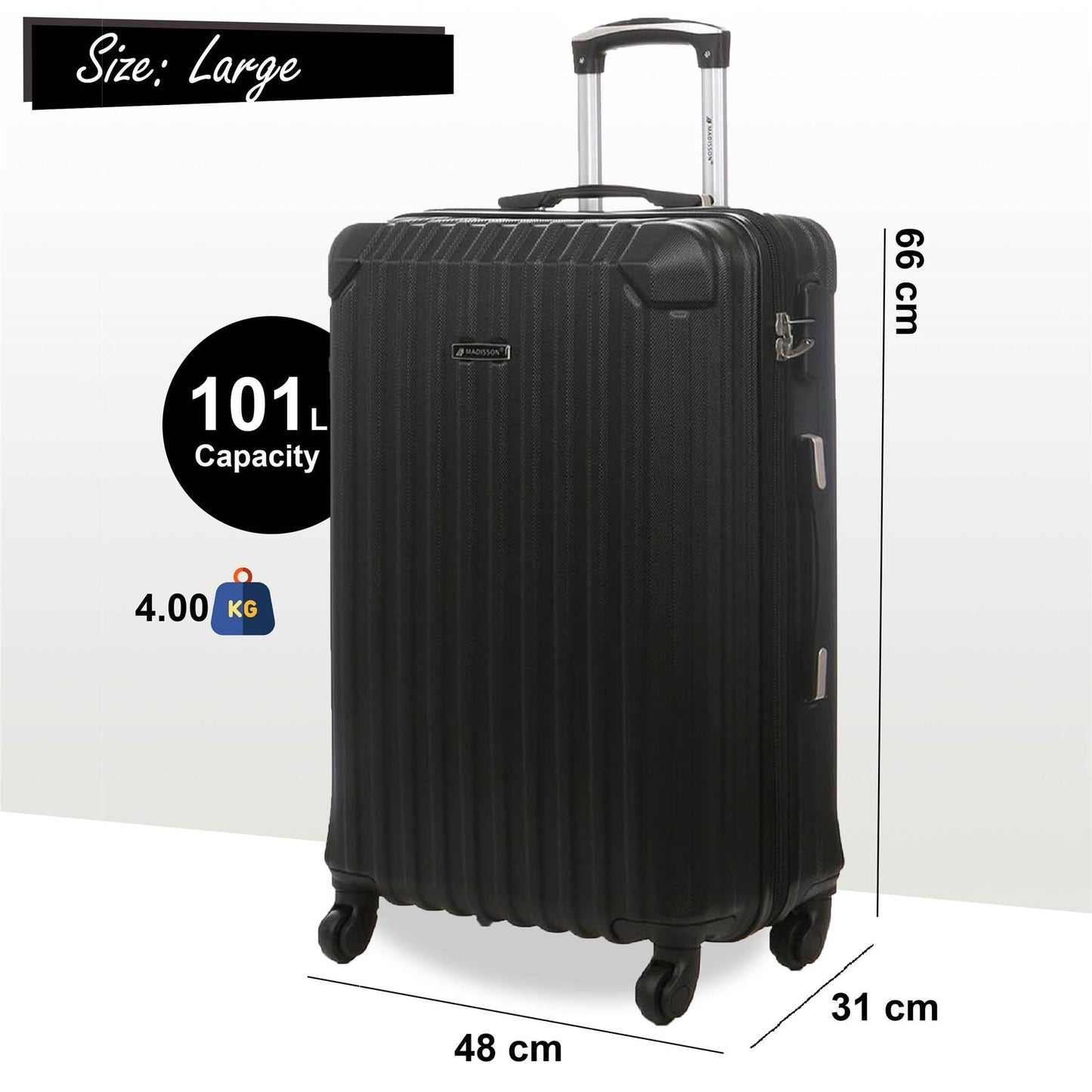 Corowa Large Hard Shell Suitcase in Black