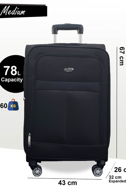 Forbes Medium Soft Shell Suitcase in Black