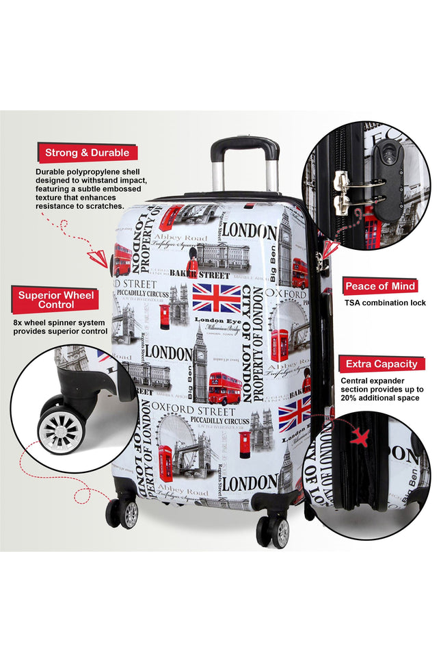 Cooma Medium Hard Shell Suitcase London in Black Flower