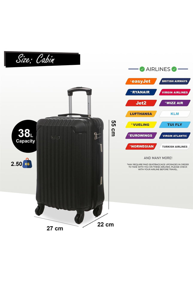 Corowa Cabin Hard Shell Suitcase in Black