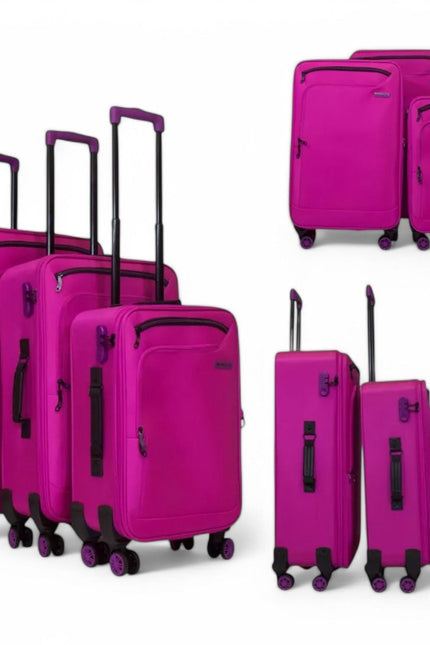 Handa Set of 3 Soft Shell Suitcase in Pink