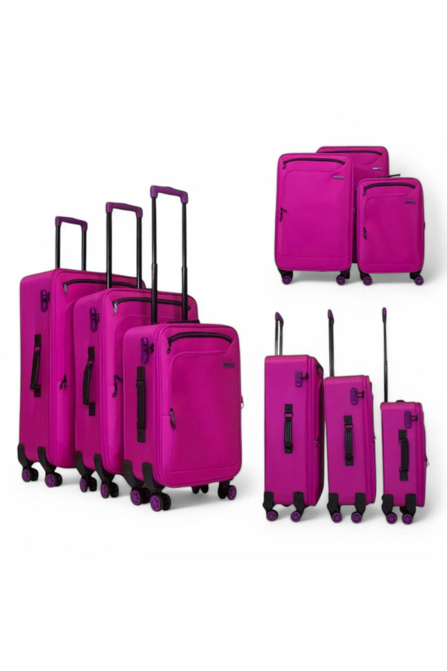 Handa Set of 3 Soft Shell Suitcase in Pink