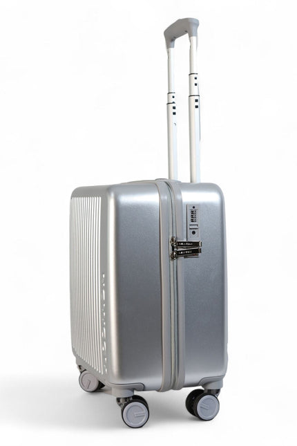 Hard Shell Cabin 44 x 22 x 38 cm Silver TSA Secure Luggage Suitcase Suitable for Easyjet, Ryanair