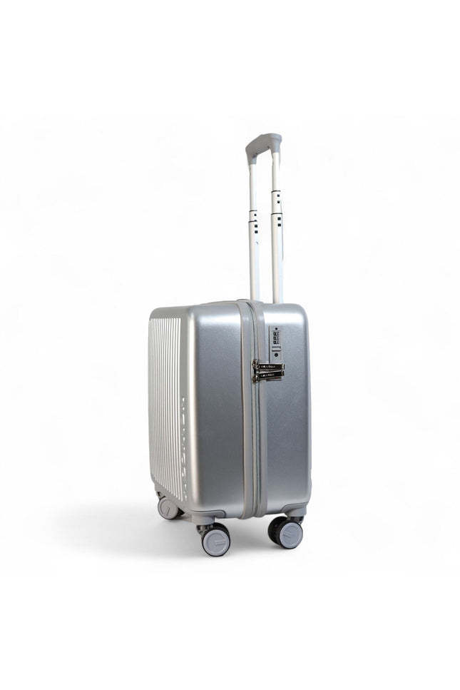 Hard Shell Cabin 44 x 22 x 38 cm Silver TSA Secure Luggage Suitcase Suitable for Easyjet, Ryanair