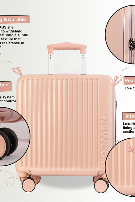Hard Shell Cabin 44 x 22 x 38 cm Pink TSA Secure Luggage Suitcase Suitable for Easyjet, Ryanair