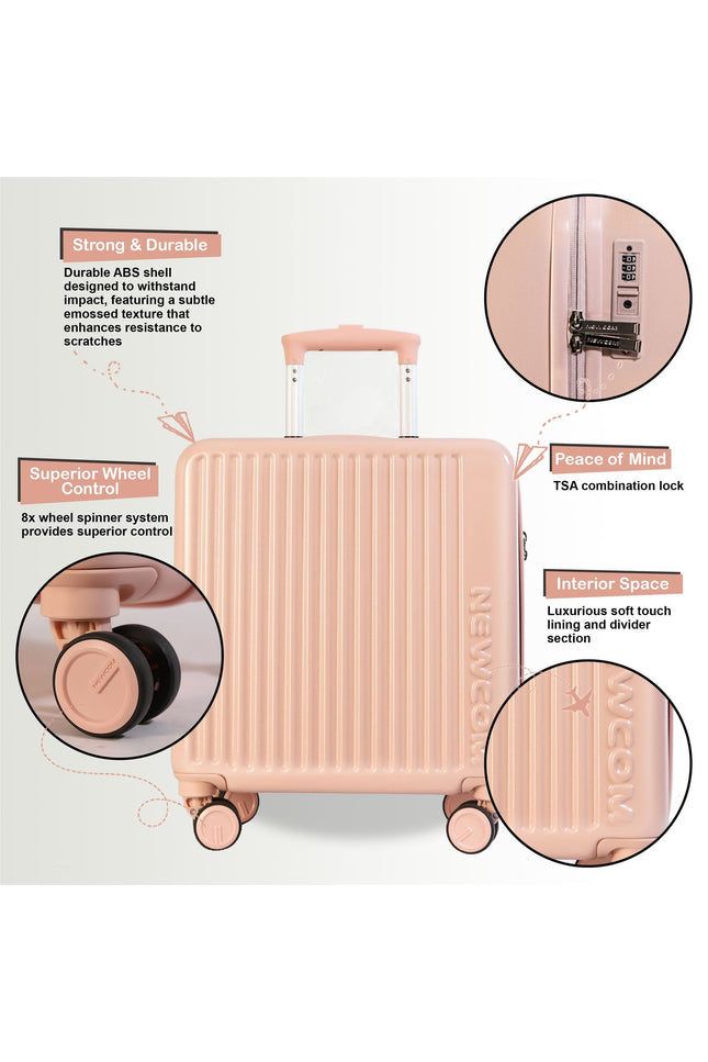 Hard Shell Cabin 44 x 22 x 38 cm Pink TSA Secure Luggage Suitcase Suitable for Easyjet, Ryanair