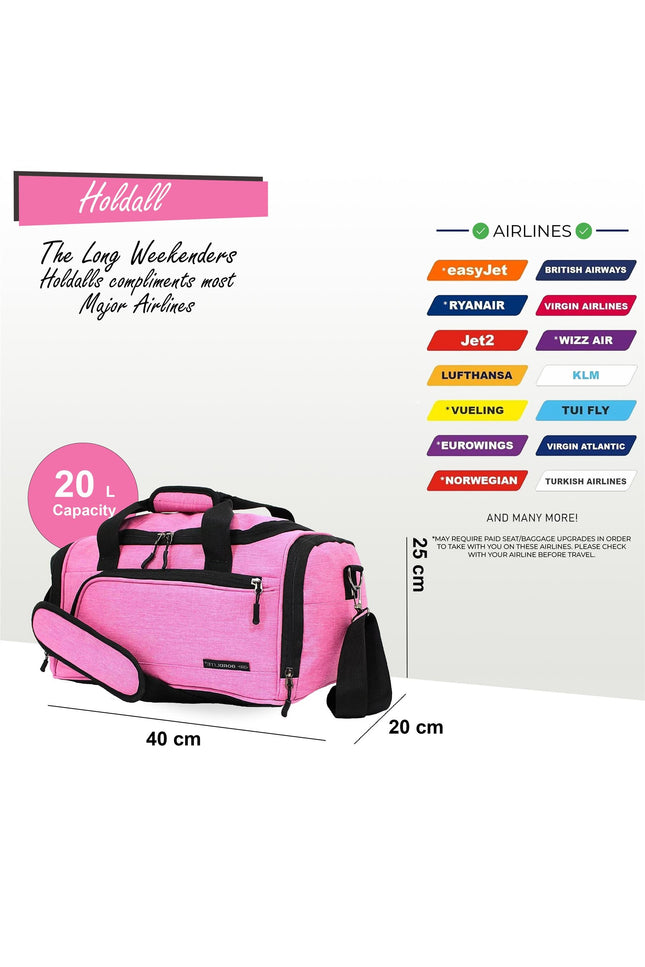 Holdall Carry On 40x 20 x25cm Under-seat Travel Duffel Bag for Ryanair, Easy Jet Lilac