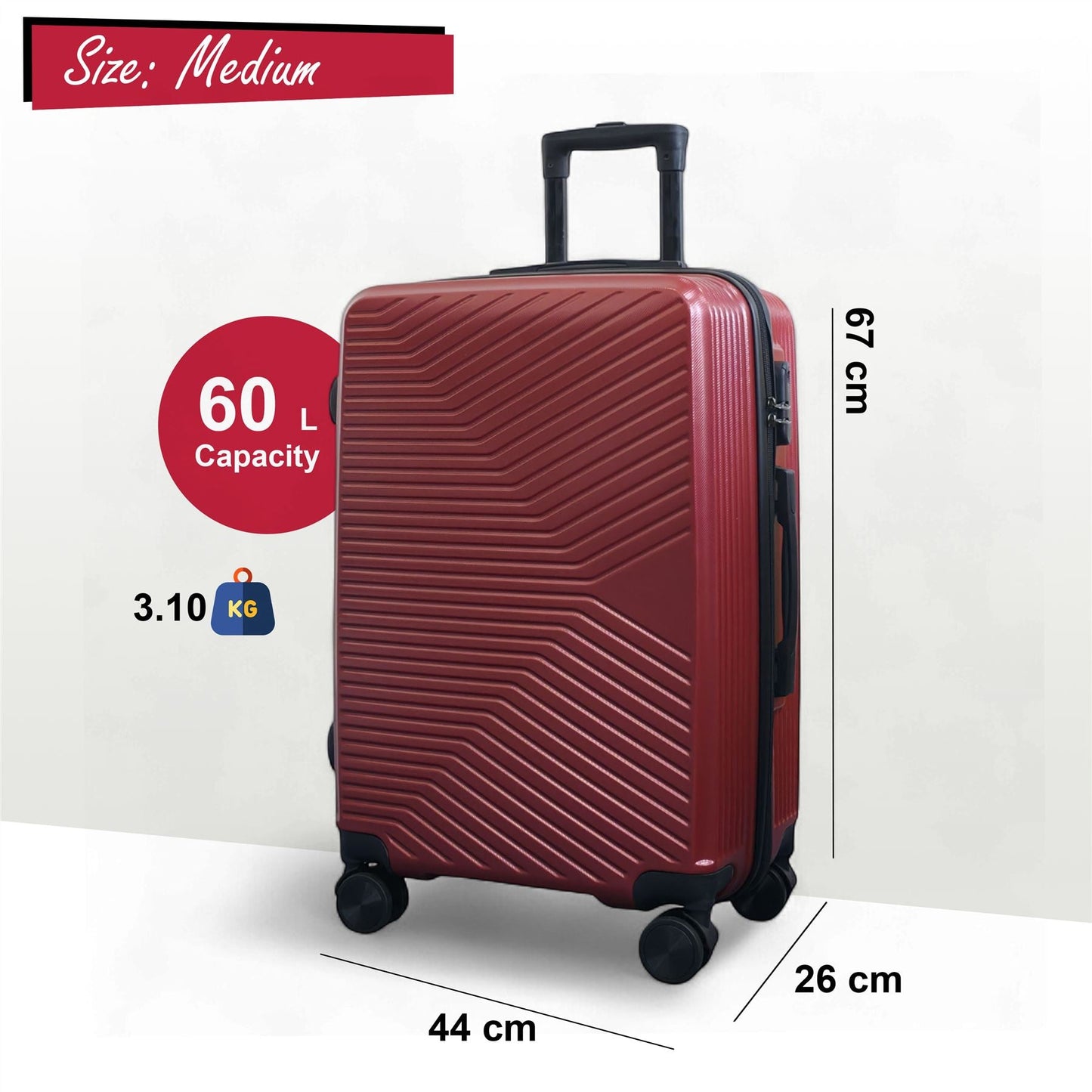 Junee Medium Hard Shell Suitcase in Red