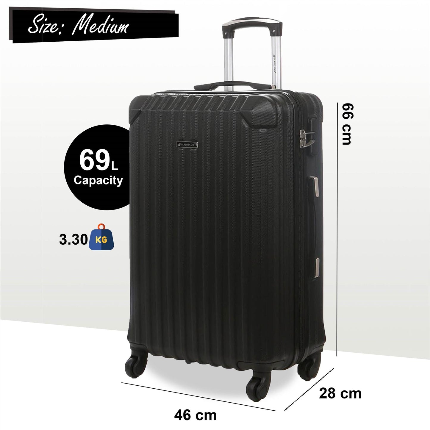 Corowa Medium Hard Shell Suitcase in Black