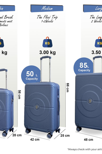 Seto Set of 3 Hard Shell Suitcase in Light Blue