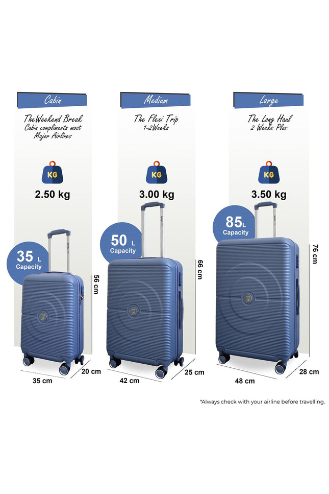 Seto Set of 3 Hard Shell Suitcase in Light Blue