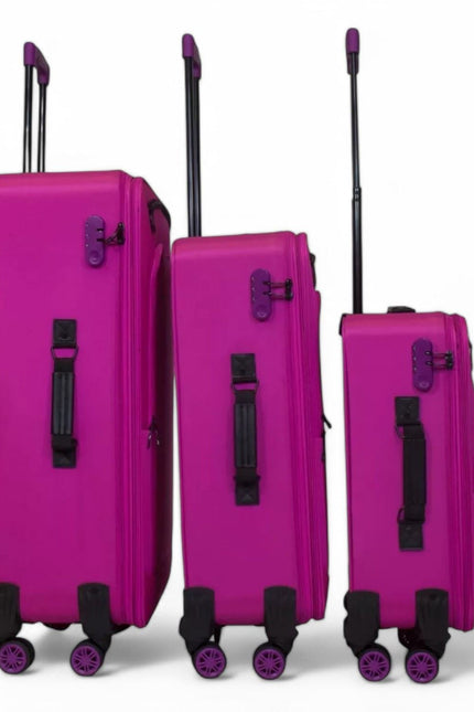 Handa Set of 3 Soft Shell Suitcase in Pink
