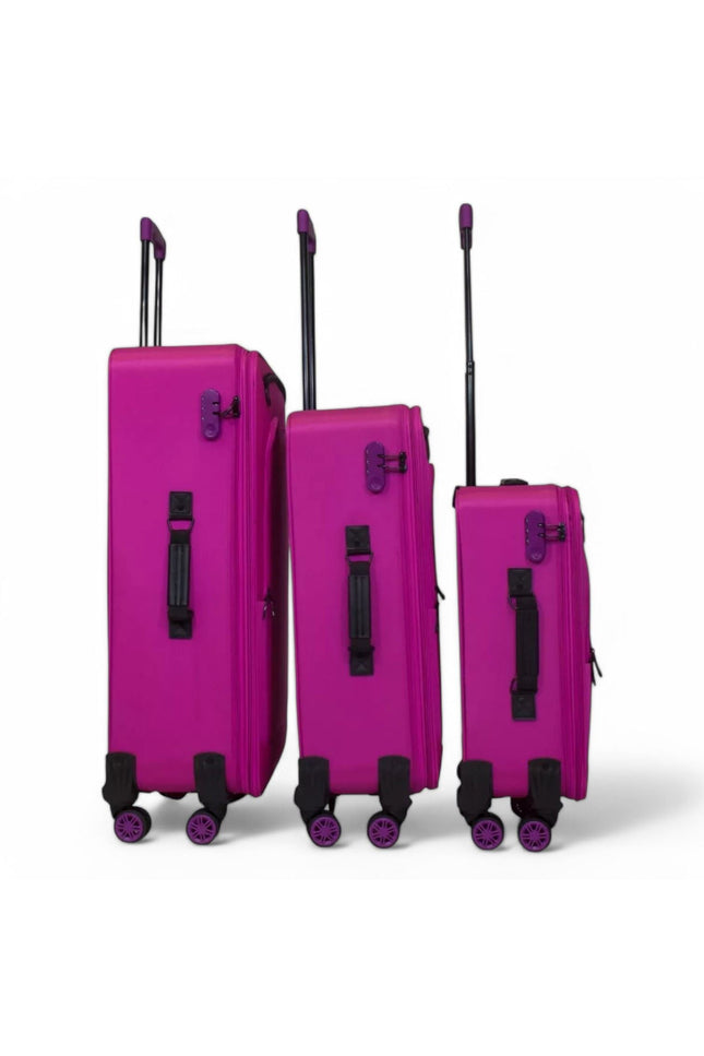 Handa Set of 3 Soft Shell Suitcase in Pink