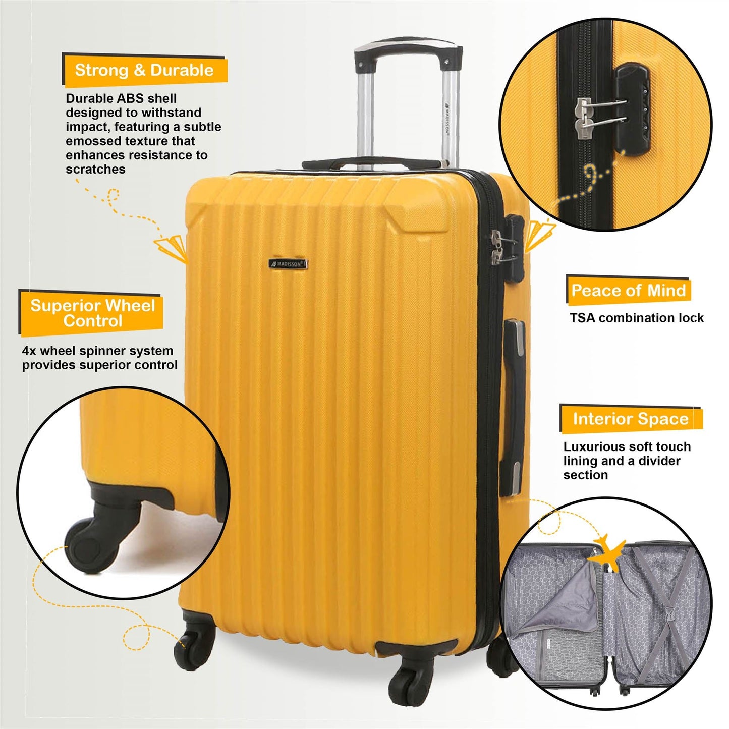 Corowa Medium Hard Shell Suitcase in Yellow