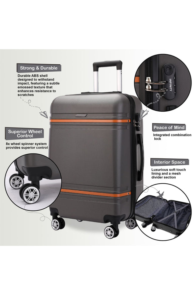Calgary Large Hard Shell Suitcase in Charcoal Black
