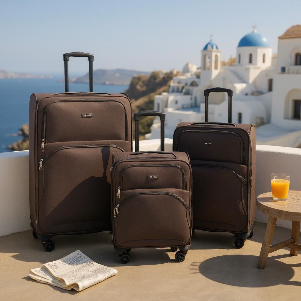 Gosford Set of 3 Soft Shell Suitcase in Brown