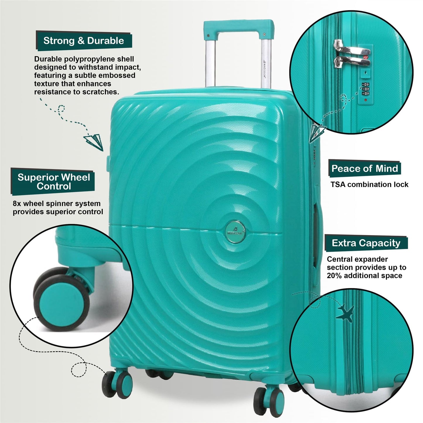 Balranald Cabin Hard Shell Suitcase in Aqua Blue