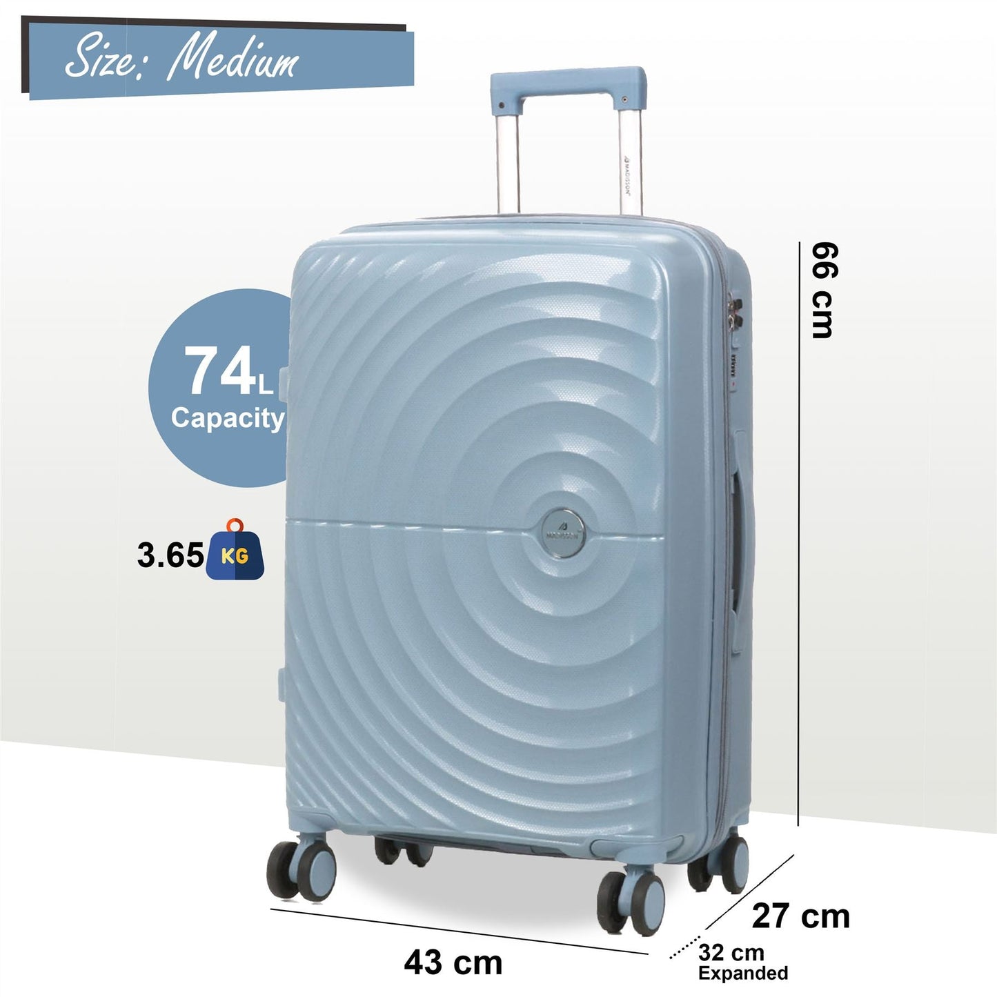Balranald Medium Hard Shell Suitcase in Sky Blue
