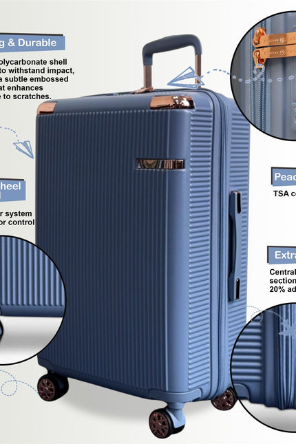 Cowra Set of 3 Hard Shell Suitcase in Blue